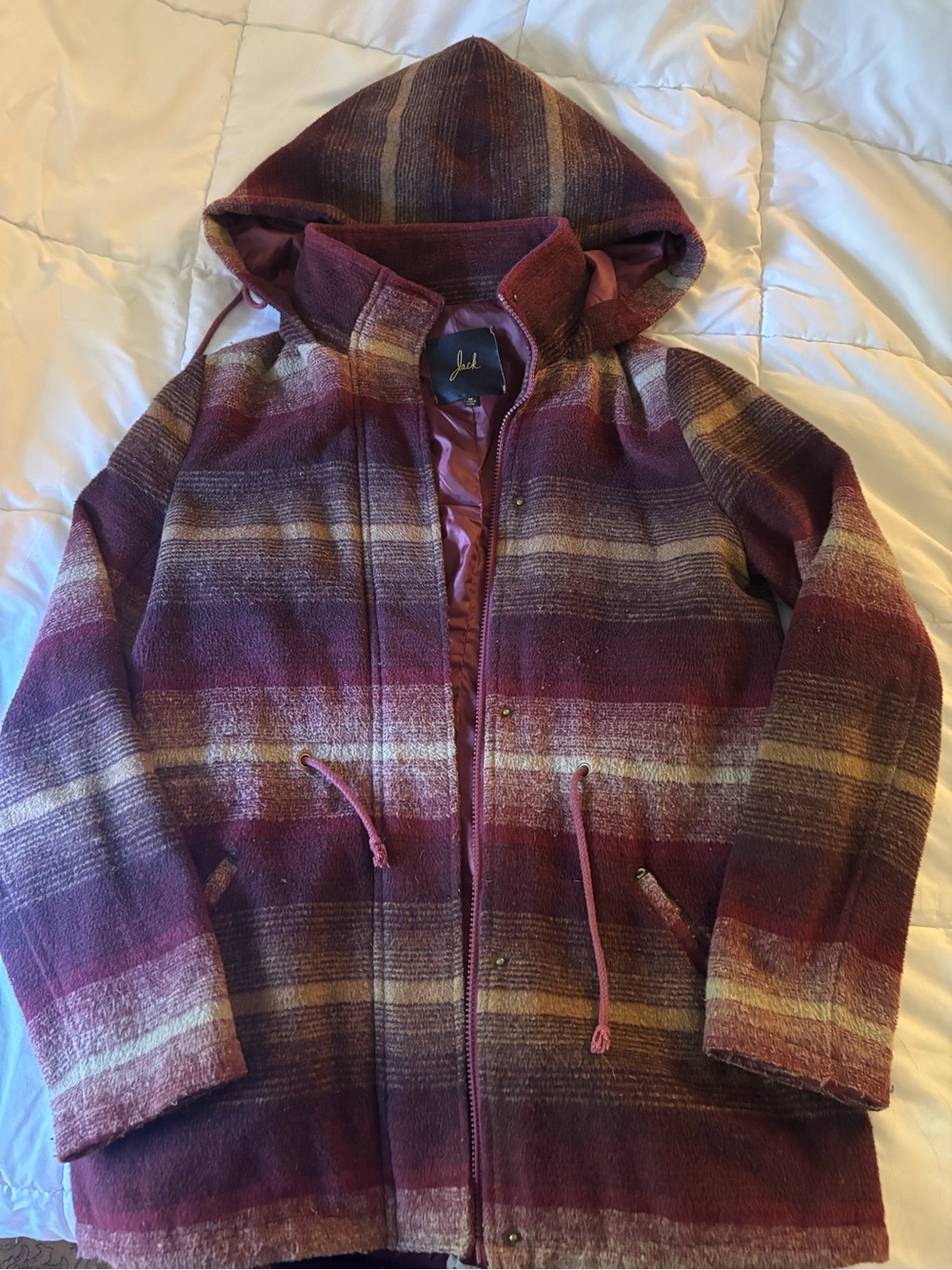 Jack by BB Dakota Hooded Striped Utility Jacket - Burgundy, Tan, Cream